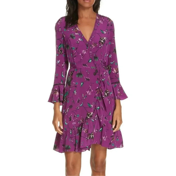 Tanya Taylor Nomi Vines Faux Wrap Silk Dress Size S - Picture 1 of 12